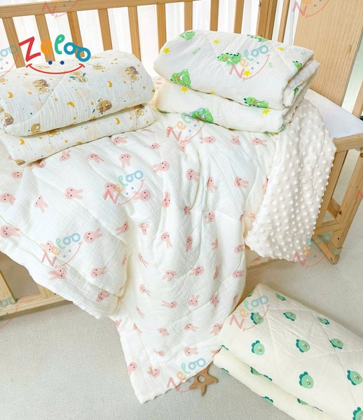 Chăn Trần Bông Hạt đậu Zeloo Manny  110x110cm (họa tiết ngẫu nhiên)