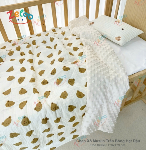 Chăn Trần Bông Hạt đậu Zeloo Manny  110x110cm (họa tiết ngẫu nhiên)