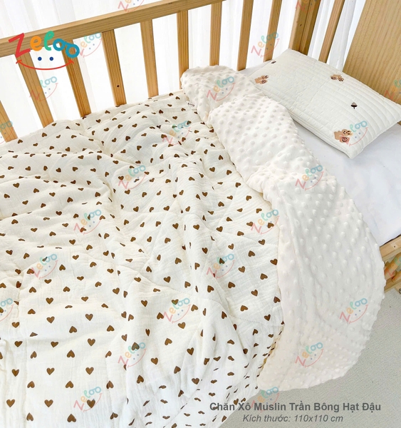 Chăn Trần Bông Hạt đậu Zeloo Manny  110x110cm (họa tiết ngẫu nhiên)