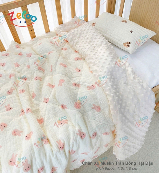 Chăn Trần Bông Hạt đậu Zeloo Manny  110x110cm (họa tiết ngẫu nhiên)