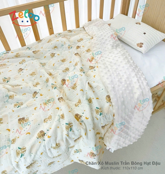 Chăn Trần Bông Hạt đậu Zeloo Manny  110x110cm (họa tiết ngẫu nhiên)