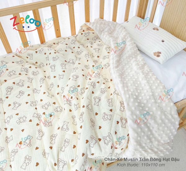 Chăn Trần Bông Hạt đậu Zeloo Manny  110x110cm (họa tiết ngẫu nhiên)