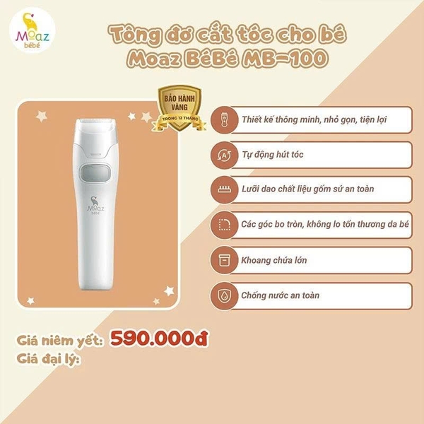 Tông đơ điện cắt tóc cho bé Moaz BéBé MB – 100