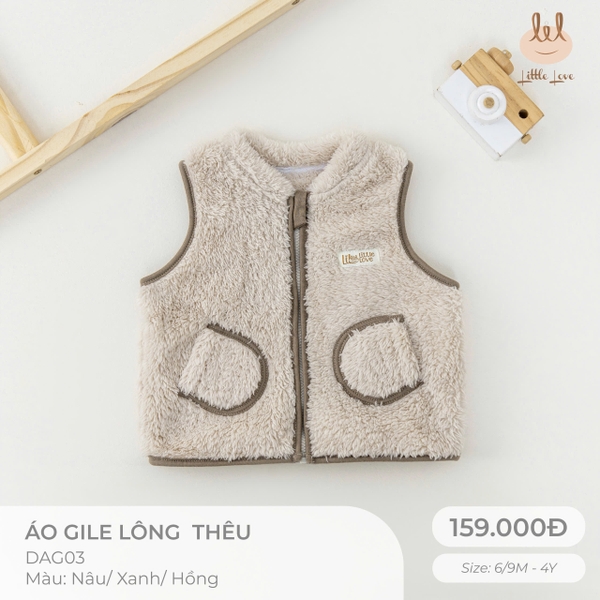 ('C5) Áo gile lông thêu Little Love