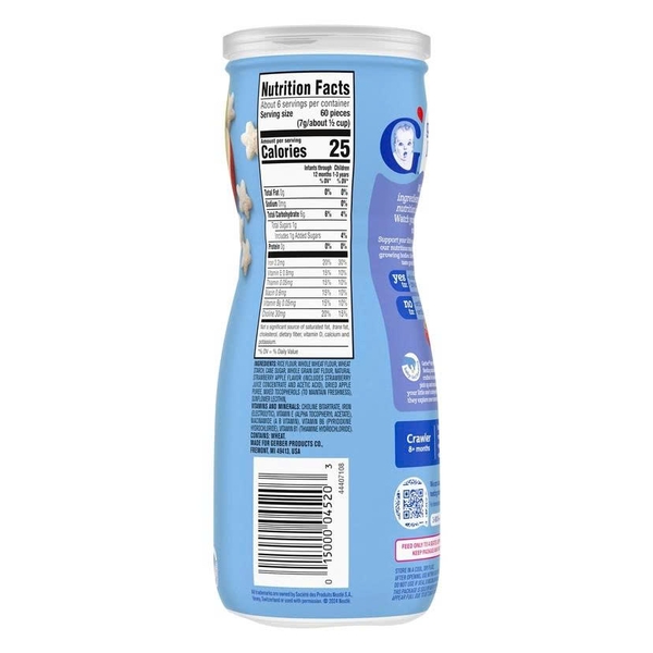 Bánh ăn dặm Gerber ngôi sao vị dâu táo 42g cho bé 8M+