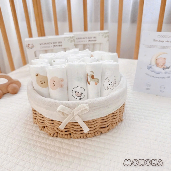 Set 5 khăn sữa sợi tre 4 lớp Monona Joonee MNN135 (30x30cm)