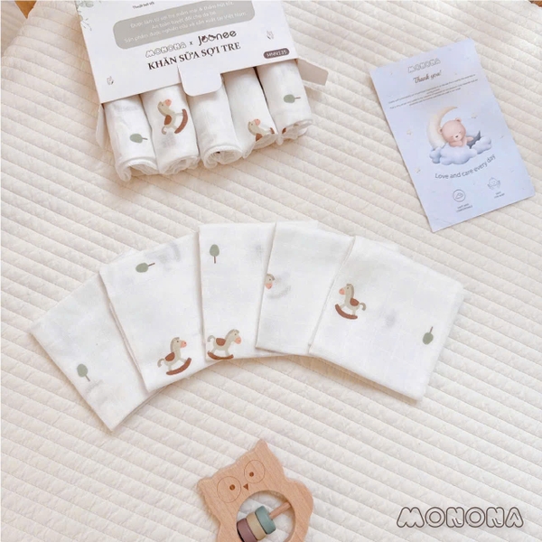 Set 5 khăn sữa sợi tre 4 lớp Monona Joonee MNN135 (30x30cm)