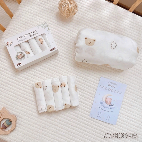 Set 5 khăn sữa sợi tre 4 lớp Monona Joonee MNN135 (30x30cm)