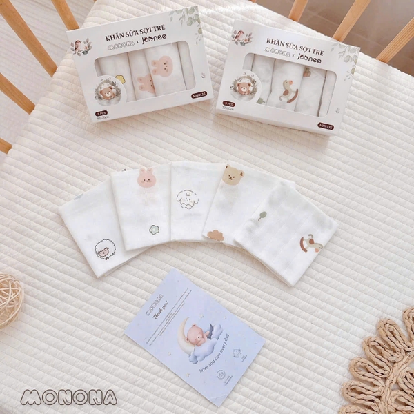Set 5 khăn sữa sợi tre 4 lớp Monona Joonee MNN135 (30x30cm)