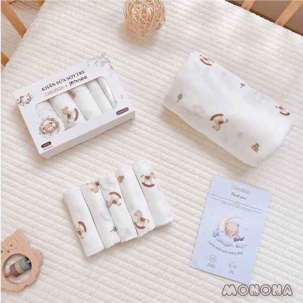 Set 5 khăn sữa sợi tre 4 lớp Monona Joonee MNN135 (30x30cm)
