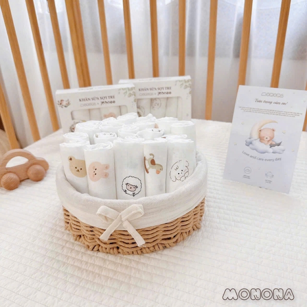 Set 5 khăn sữa sợi tre 4 lớp Monona Joonee MNN135 (30x30cm)