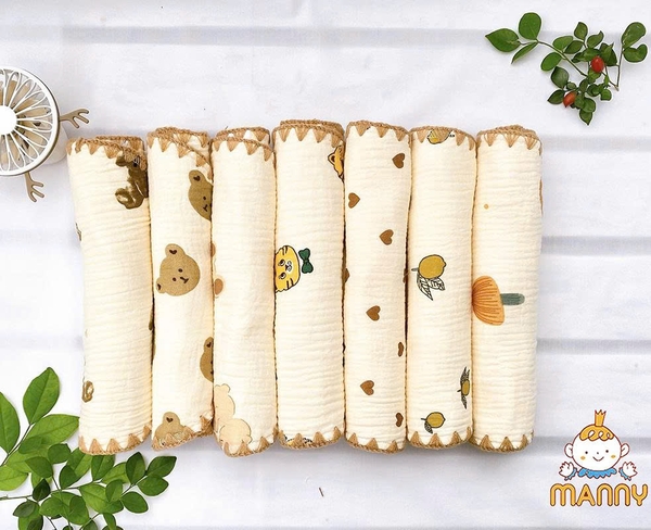 Gối xô Muslin 10 lớp Manny 25x40cm (họa tiết ngẫu nhiên)