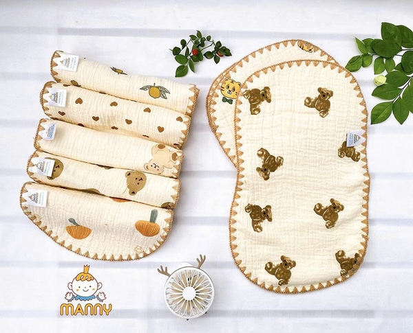 Gối xô Muslin 10 lớp Manny 25x40cm (họa tiết ngẫu nhiên)