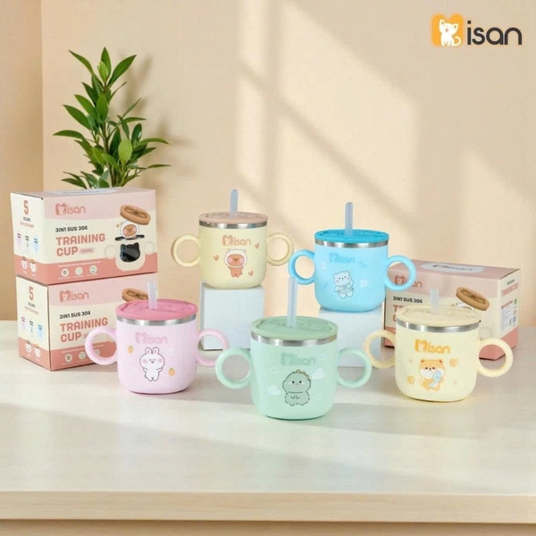 Cốc Inox tập uống 3 giai đoạn Misan