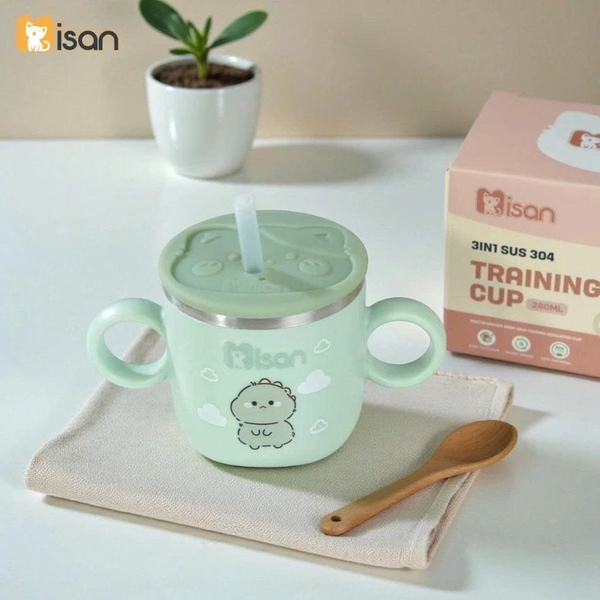 Cốc Inox tập uống 3 giai đoạn Misan