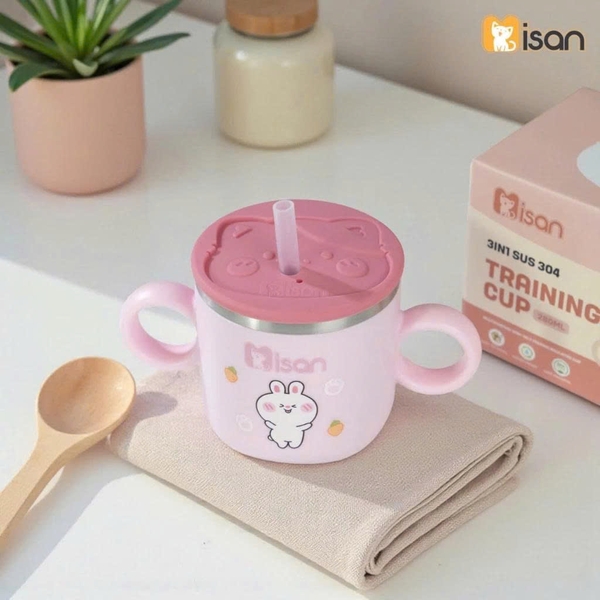 Cốc Inox tập uống 3 giai đoạn Misan