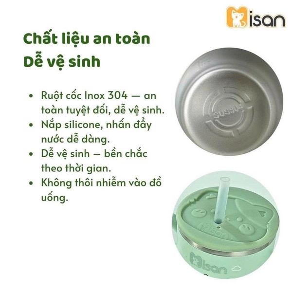 Cốc Inox tập uống 3 giai đoạn Misan