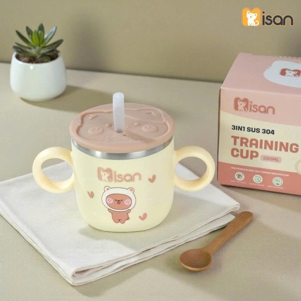 Cốc Inox tập uống 3 giai đoạn Misan