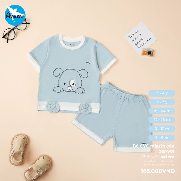 (D) Bộ CVC màu in cún Avaler 26AV01