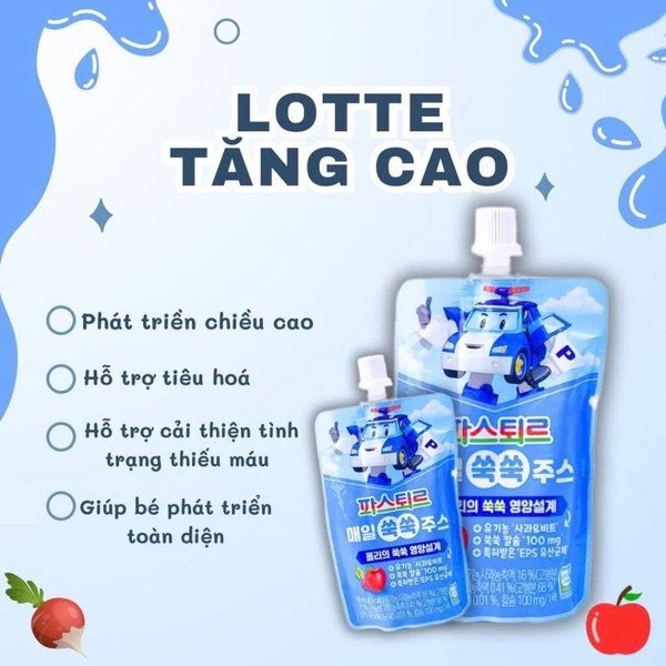 Nước ép hữu cơ tăng cao Lotte -  táo & củ dền (6M+)