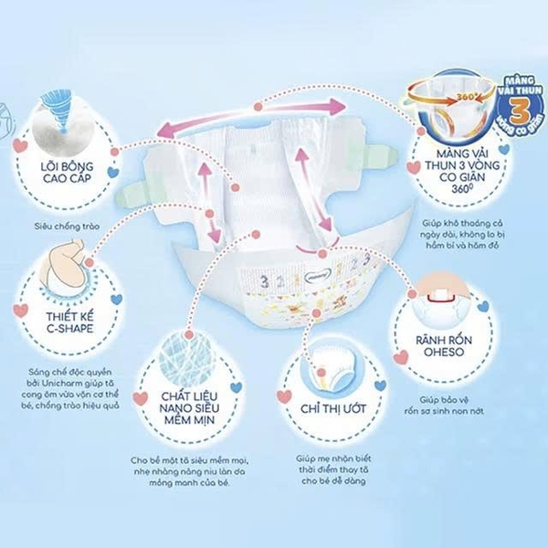 Bỉm - Tã dán Moony Xanh size S70 miếng (cho bé 4 - 8kg)