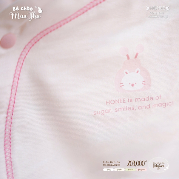 Bộ sơ sinh cài chéo Baby Care Honee 8079