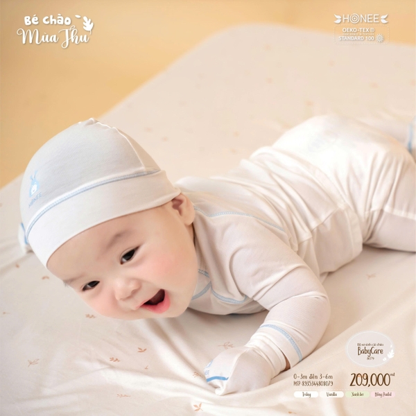 Bộ sơ sinh cài chéo Baby Care Honee 8079