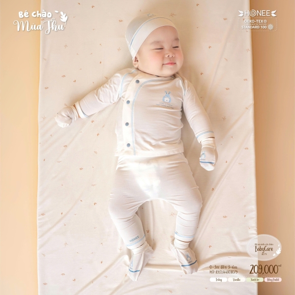 Bộ sơ sinh cài chéo Baby Care Honee 8079