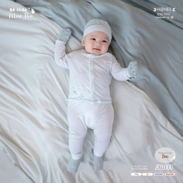 Bộ sơ sinh dài tay cài giữa Dino Honee 8840