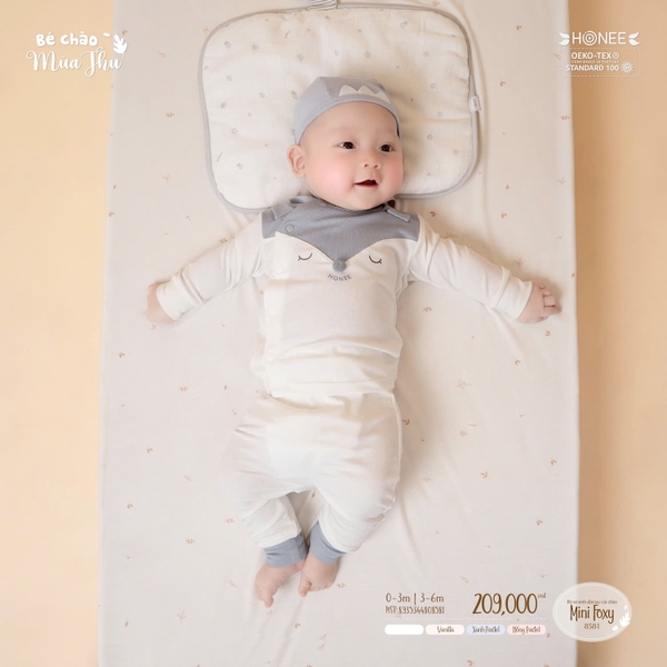 Bộ sơ sinh dài tay cài chéo Mini Foxy Honee 8581