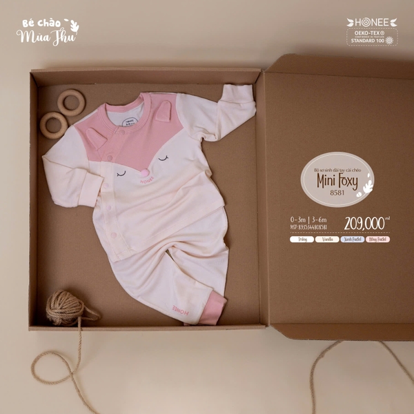 Bộ sơ sinh dài tay cài chéo Mini Foxy Honee 8581