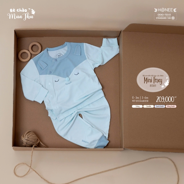 Bộ sơ sinh dài tay cài chéo Mini Foxy Honee 8581