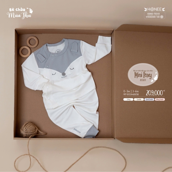Bộ sơ sinh dài tay cài chéo Mini Foxy Honee 8581