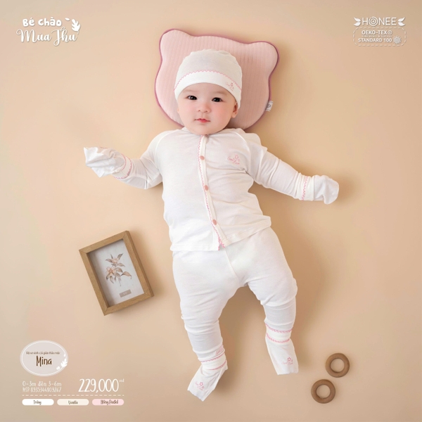Bộ sơ sinh cài chéo thảo mộc Mina Honee 9274