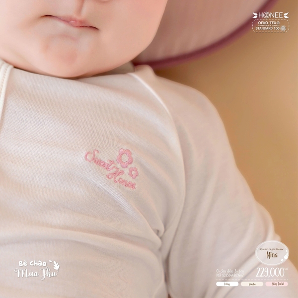 Bộ sơ sinh cài chéo thảo mộc Mina Honee 9274