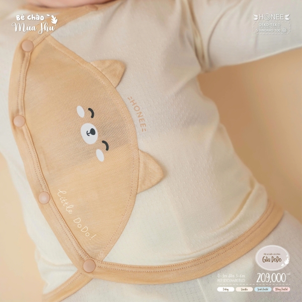 Bộ sơ sinh cài chéo gấu DODO Honee 9335