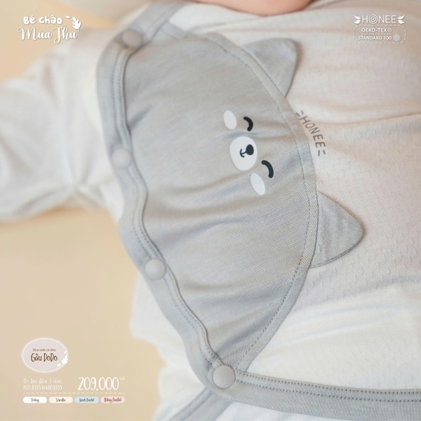 Bộ sơ sinh cài chéo gấu DODO Honee 9335