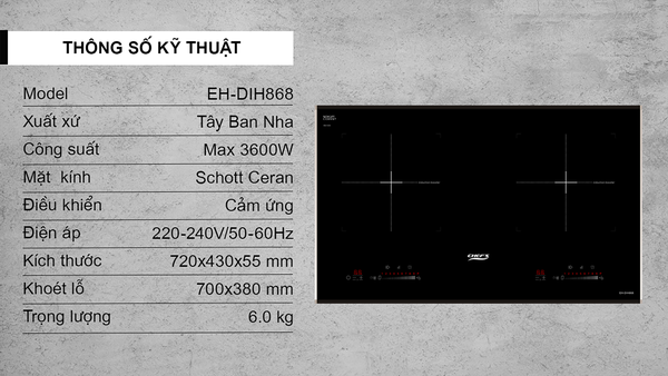 Bếp Từ Đôi Chef's EH-DIH868