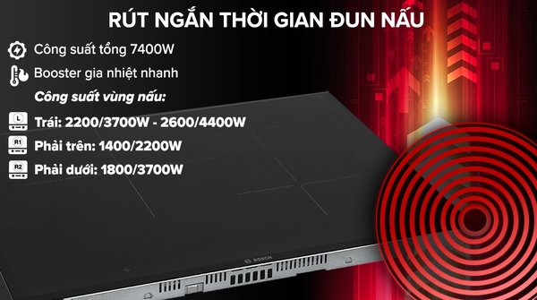 Bếp từ 3 vùng nấu lắp âm Bosch PID775DC1E
