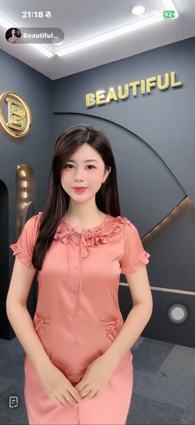 Y909G Lụa Satin quần lửng HỒNG CAM Trơn cổ bèo