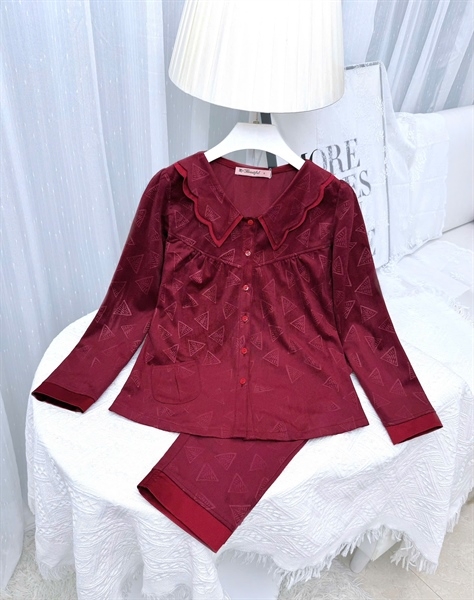 Y620A Nhung Tuyết tam giác tay dài ĐỎ nơ cổ bướm