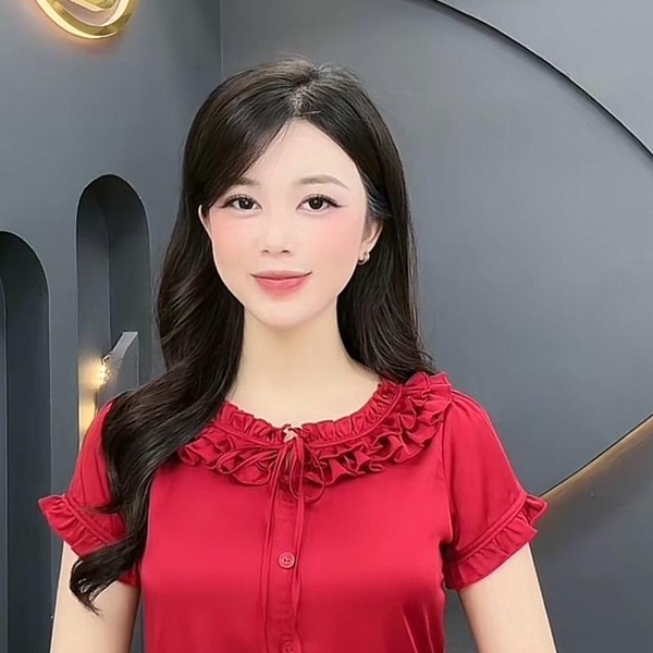Y909F Lụa Satin quần lửng ĐỎ Trơn cổ bèo