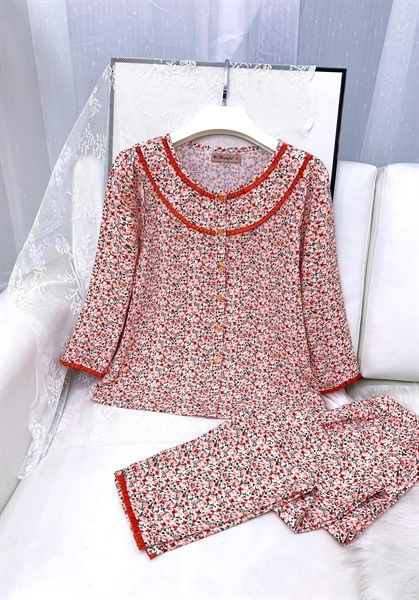 Y592A Lụa hàn tay lỡ CAM cổ tròn phối viền cam