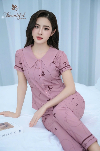 Y676A Lụa Mango quần dài HỒNG cổ vòng hình 4 lá