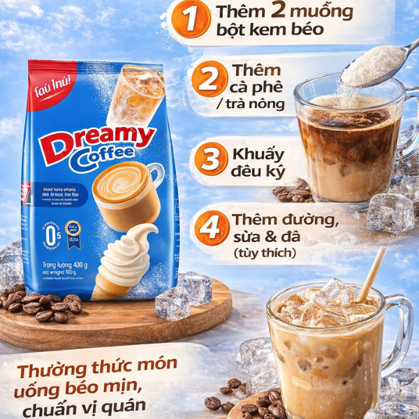 Bột kem béo pha trà sữa - Kem béo pha cà phê Dreamy Coffee Thái Lan 1kg - {{store}}