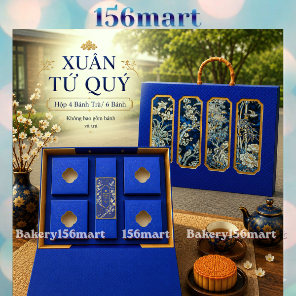 Hộp trung thu cứng cao cấp XUÂN TỨ QUÝ 4 Bánh Trà / 6 Bánh 150 -250g -  {{store}}