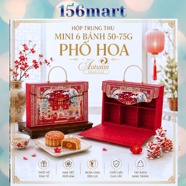[SIÊU XINH] Hộp Trung Thu Mini Cứng 6 bánh (50g-75g) - PHỐ HOA -  {{store}}