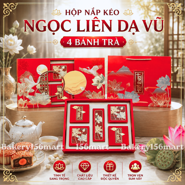 BST Hộp trung thu 4 Bánh / 4 Bánh Trà / 6 Bánh 150g-250g - NGỌC LIÊN DẠ VŨ - {{store}}