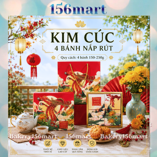 Vỏ Hộp Trung Thu 4 Bánh 150gr - 250gr ~ Kim Cúc (Mẫu Hot 2026) -  {{store}}
