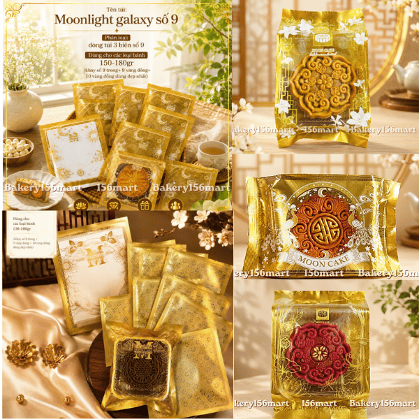 100 Túi Trung Thu Hàn Miệng Nguyệt Hoa / Hoa Viên Vàng Đựng Bánh 150gr - 300gr